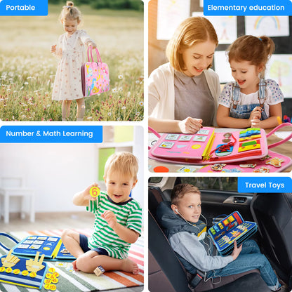 Montessori Busy Board for Toddlers Sensory Toy Preschool Learning Educational Travel Activities for Toddlers Fine Motor Skills