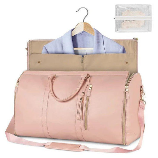 Lefame Foldable Travel Bag Convenient Carry On Duffel Bag for Travel with Shoe Compartment Personal Items Travel Bag Unisex Pink