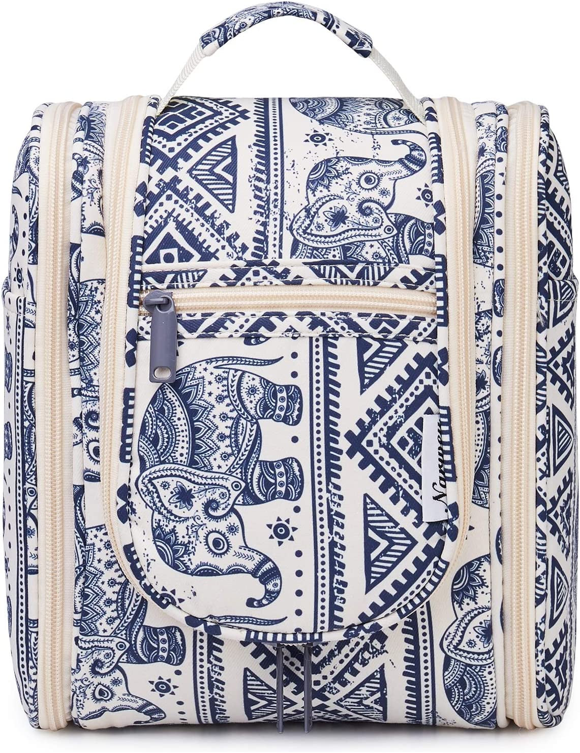 Small Hanging Toiletry Travel Makeup Bag Organizer (Medium, Elephant)