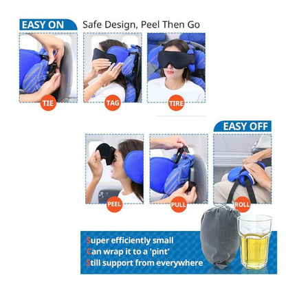 Travel Neck Pillow, Eyemask for Airplanes, Breathable Pillow, Airplane Pillow for Long Flight, Airplane Head Strap with Eye Mask 