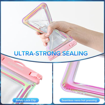 Viyawise  Waterproof Phone Pouch - IPX8 Certified & Floatable Design  5 Holographic Colors  Fits Most Smartphones Beach Cruise Swim 