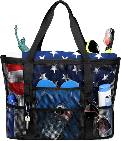 Mesh Beach Bag Family - Large Tote Bag for Cruise Pool Toys Beach Vacation Essentials