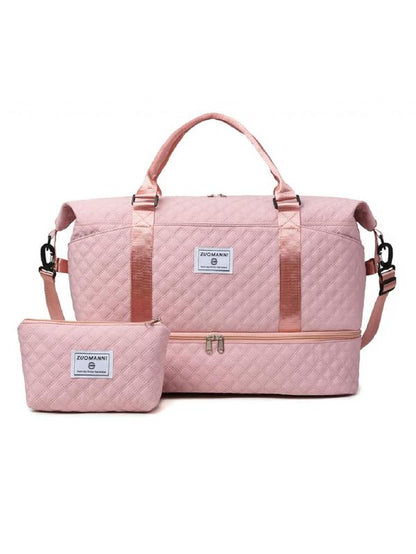 Large Capacity Travel Bag Set, Letter Pattern Zipper Travel Bag with Shoe Compartment, Casual Sports Fitness Bag Unisex