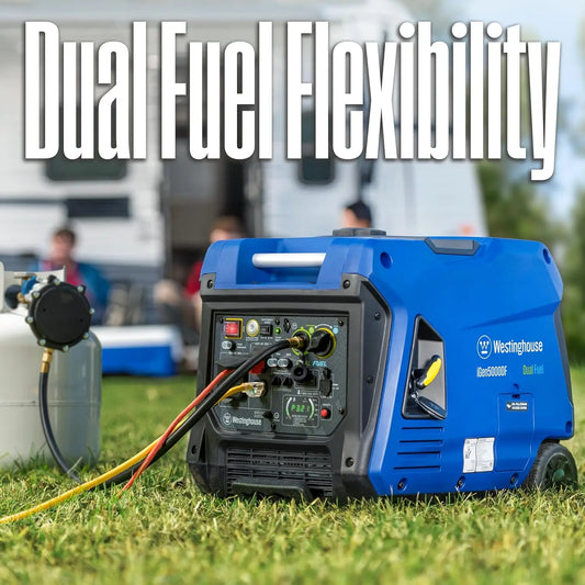 5000 Peak Watt Super Quiet Dual Fuel Portable Inverter Generator,Remote Electric Start,Gas & Propane Powered,Rv Ready 30A Outlet