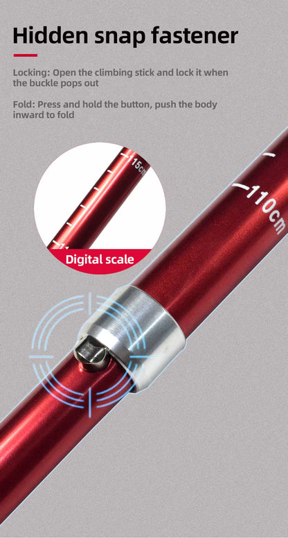 5 Section Outdoor Fold Trekking Pole Camping Portable Walking, Hiking Stick for Nordic Elderly Telescopic Easy Put into Bag 1 piece