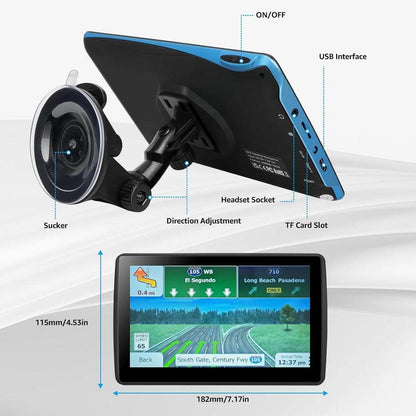 GPS Navigator for Car Truck RV with Latest Map 7 In. Touch Screen Support Voice Turn Direction/Speed & Red Light Warning
