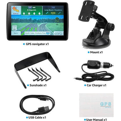 GPS Navigator for Car Truck RV with Latest Map 7 In. Touch Screen Support Voice Turn Direction/Speed & Red Light Warning